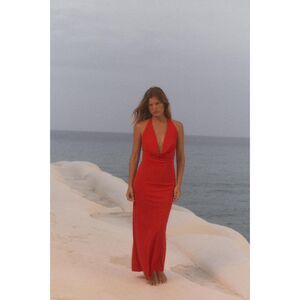 NWT ZARA DRAPED HALTER MAXI DRESS